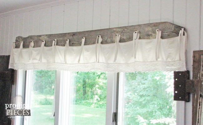 Barnwood Valance in Family Room | prodigalpieces.com #prodigalpieces