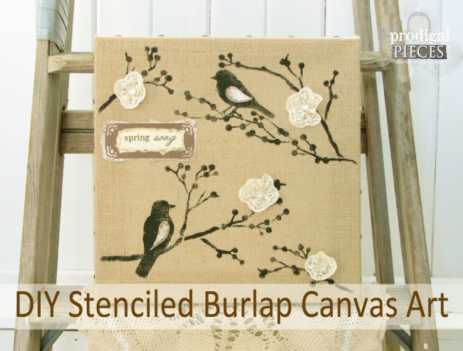 DIY Stenciled Burlap Canvas Art by Prodigal Pieces www.prodigalpieces.com #prodigalpieces
