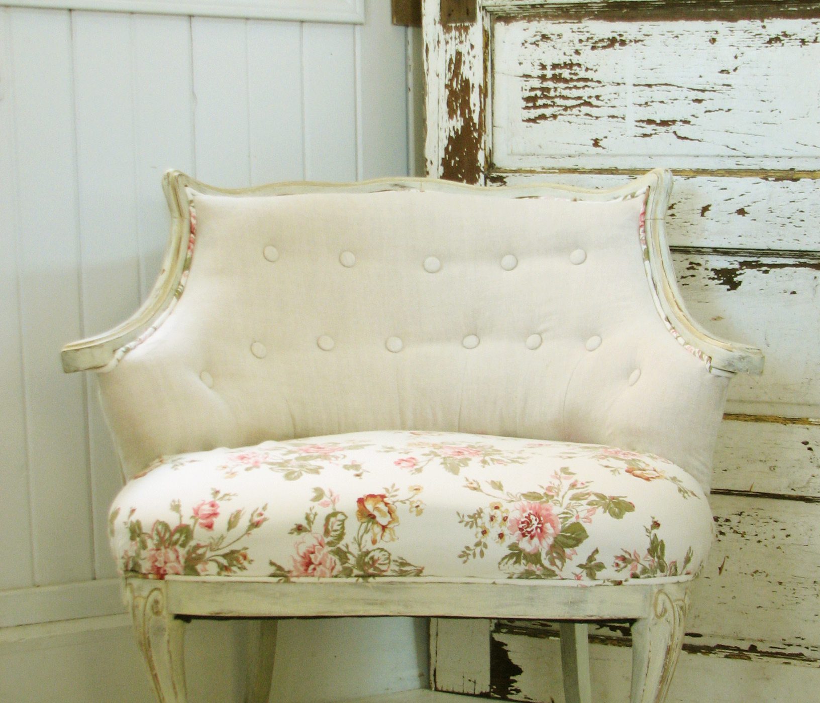 Vintage Tufted Chair with Awfully Itchy Fabric Gets Shabby Chic Makeover by Prodigal Pieces www.prodigalpieces.com #prodigalpieces