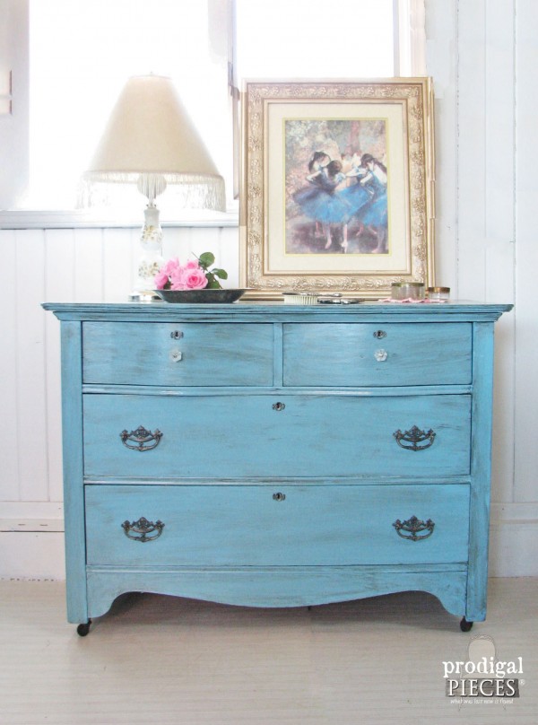 Antique Serpentine Dresser Gets Blue Makeover for Baby by Prodigal Pieces | www.prodigalpieces.com