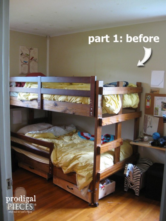 Our boy's room is getting a vintage industrial makeover from ceiling to floor. We are removing storage space to save our sanity! Come see why. by Prodigal Pieces www.prodigalpieces.com #prodigalpieces