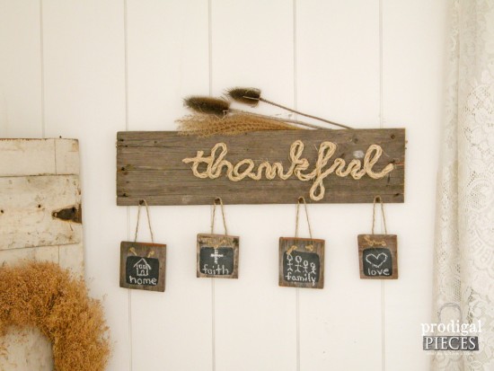 Build a DIY "Thankful" sign perfect for the holiday season out of new or reclaimed wood by Prodigal Pieces for Best Laminate www.prodigalpieces.com #prodigalpieces