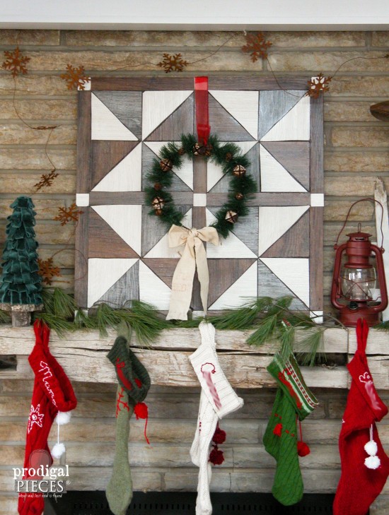 Create a faux barn wood wall quilt using vinyl flooring with this easy DIY tutorial by Prodigal Pieces. www.prodigalpieces.com #prodigalpieces