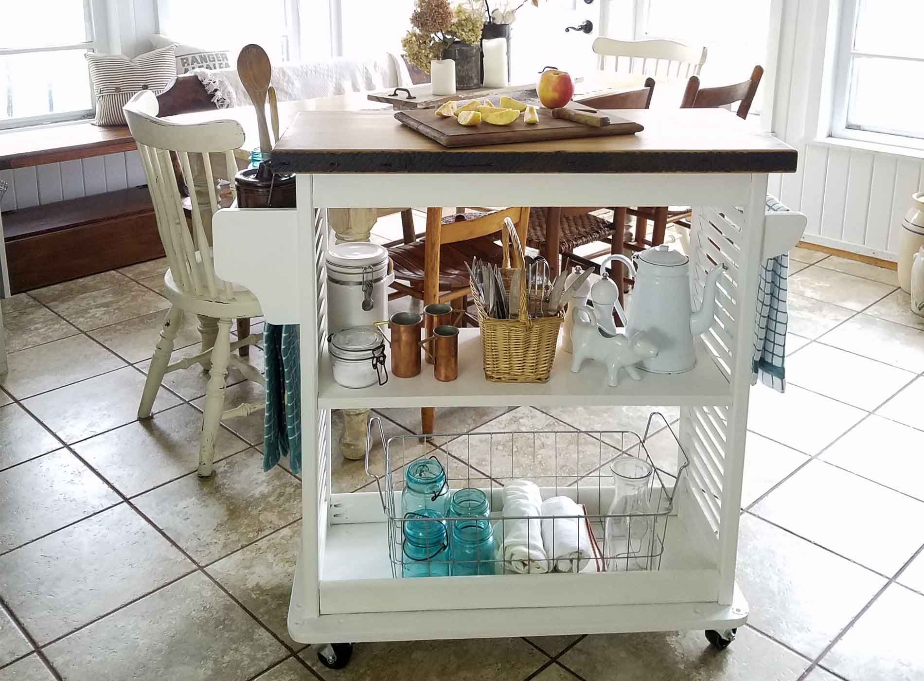 Featured Repurposed Kitchen Island Cart by Prodigal Pieces | prodigalpieces.com