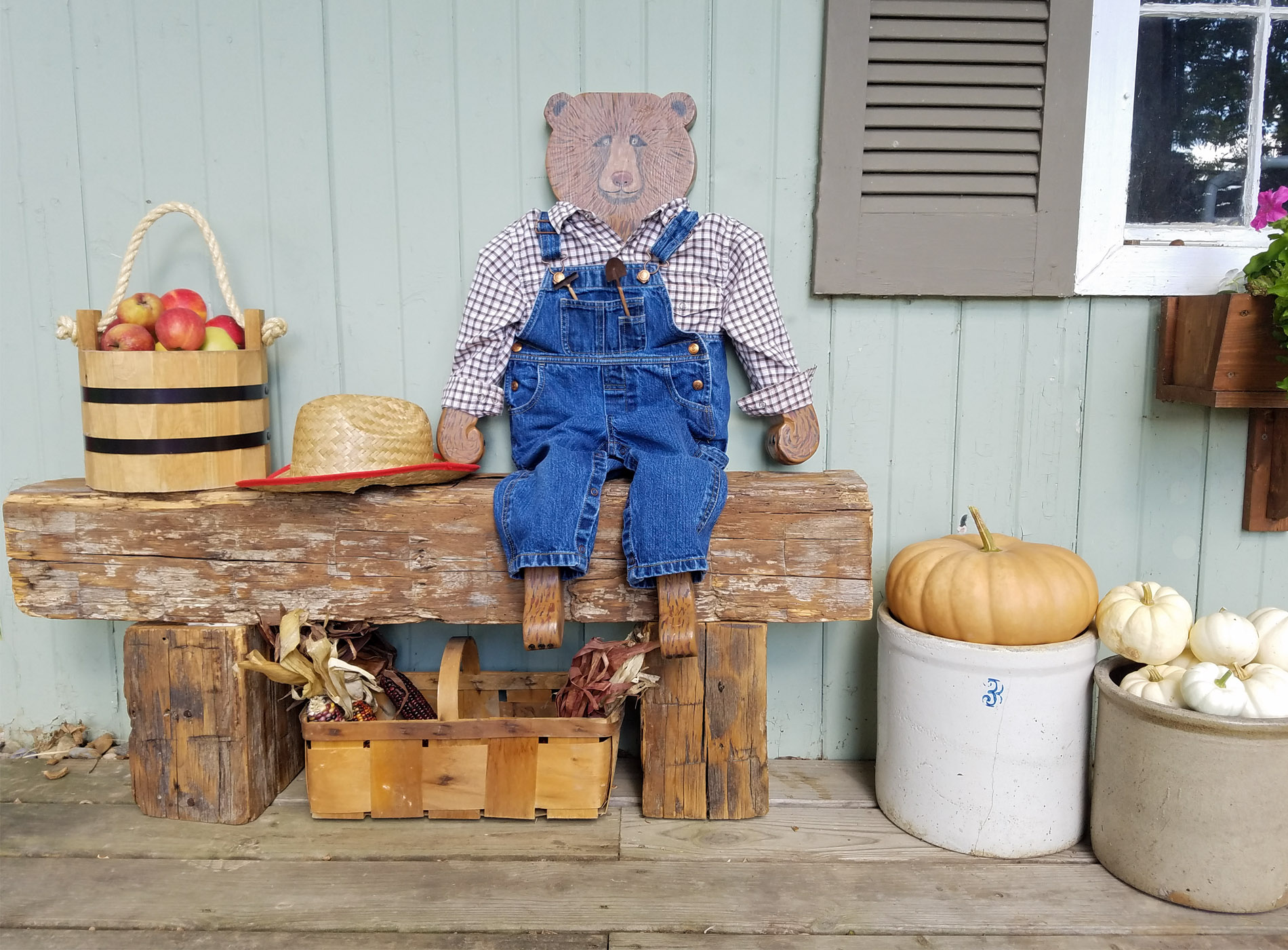 Featured Reclaimed Barn Beam Bench and Harvey the Bear by Prodigal Pieces | prodigalpieces.com