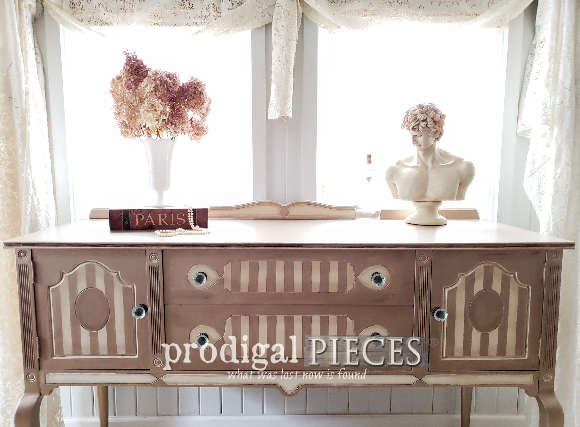 Featured Antique Buffet Gets Metallic Makeover by Larissa of Prodigal Pieces | Tutorial at prodigalpieces.com #prodigalpieces #diy #home #furniture #antique #homedecor #vintage