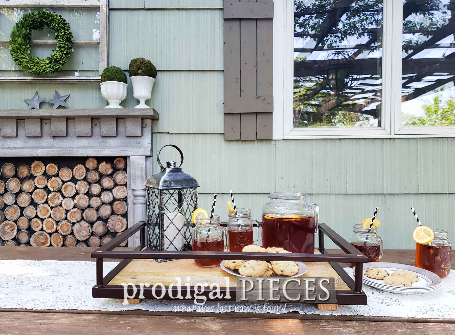 Featured Upcycled Serving Trays Created from a Target Bar Cart by Larissa of Prodigal Pieces | Video Tutorial at prodigalpieces.com #prodigalpieces #diy #home #homedecor #patio #entertaining