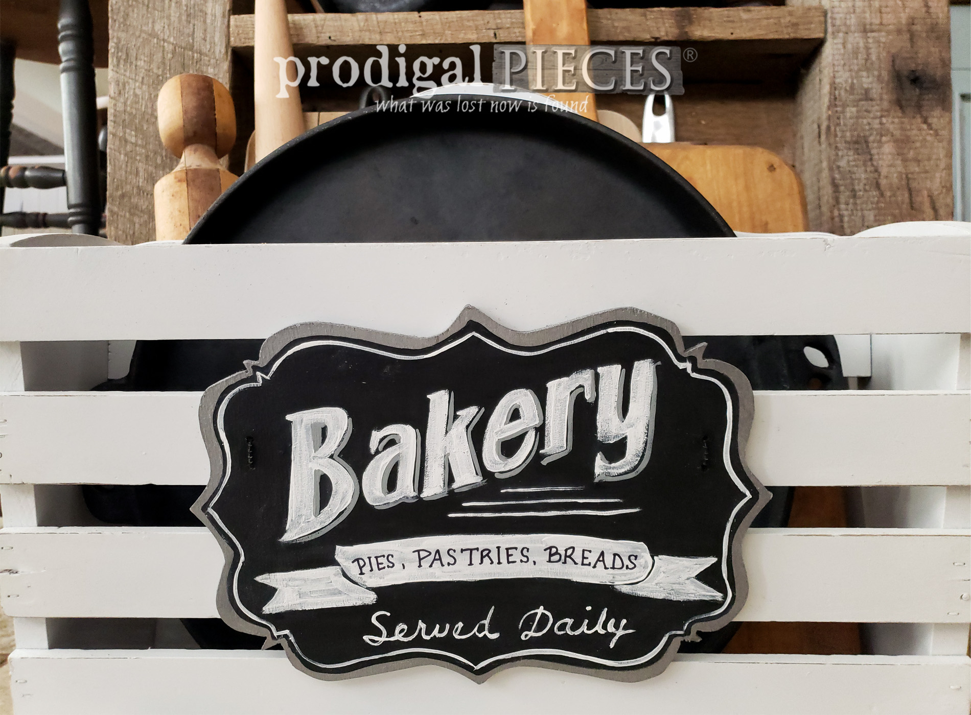 Featured Repurposed Magazine Rack for Farmhouse Kitchen Storage by Larissa of Prodigal Pieces | prodigalpieces.com #prodigalpieces #farmhouse #home #kitchen #storage #homedecor