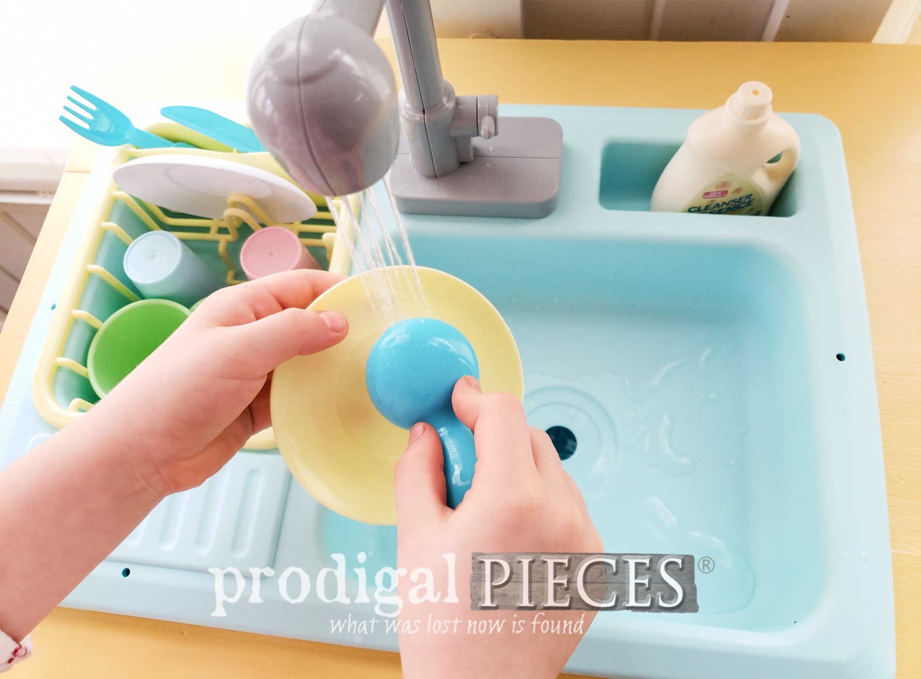 Featured Upcycled Play Kitchen with Working Sink by Larissa of Prodigal Pieces with Video Tutorial | prodigalpieces.com #prodigalpieces #kids #play #furniture #upcycle #home #homedecor