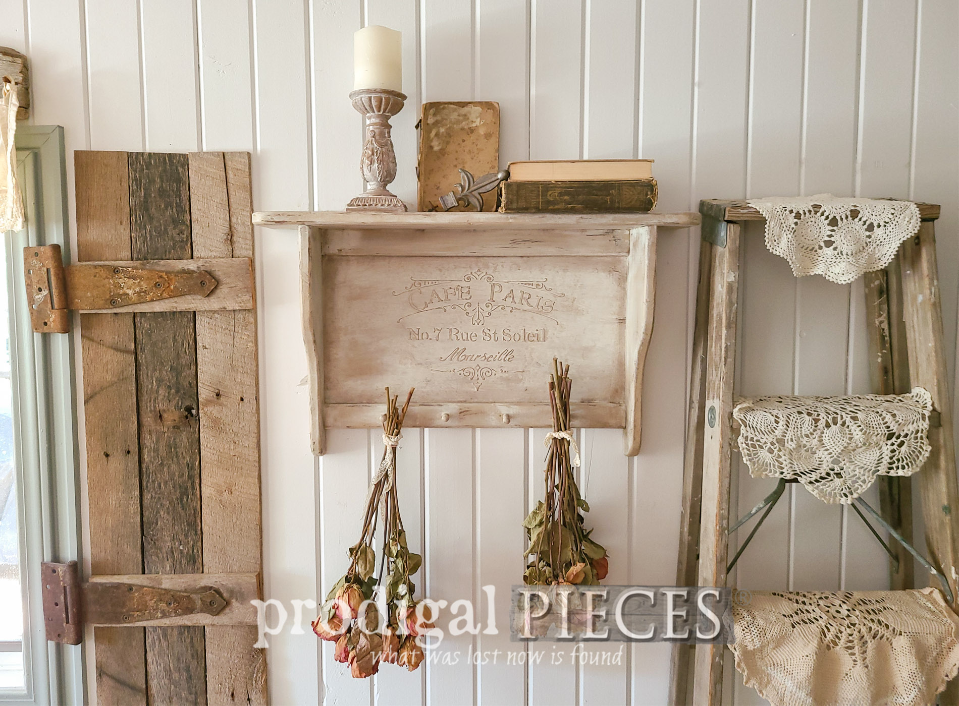Featured Vintage Shelf Update with DIY Embossing by Larissa of Prodigal Pieces | prodigalpieces.com #prodigalpieces #diy #home #homedecor #farmhouse #french