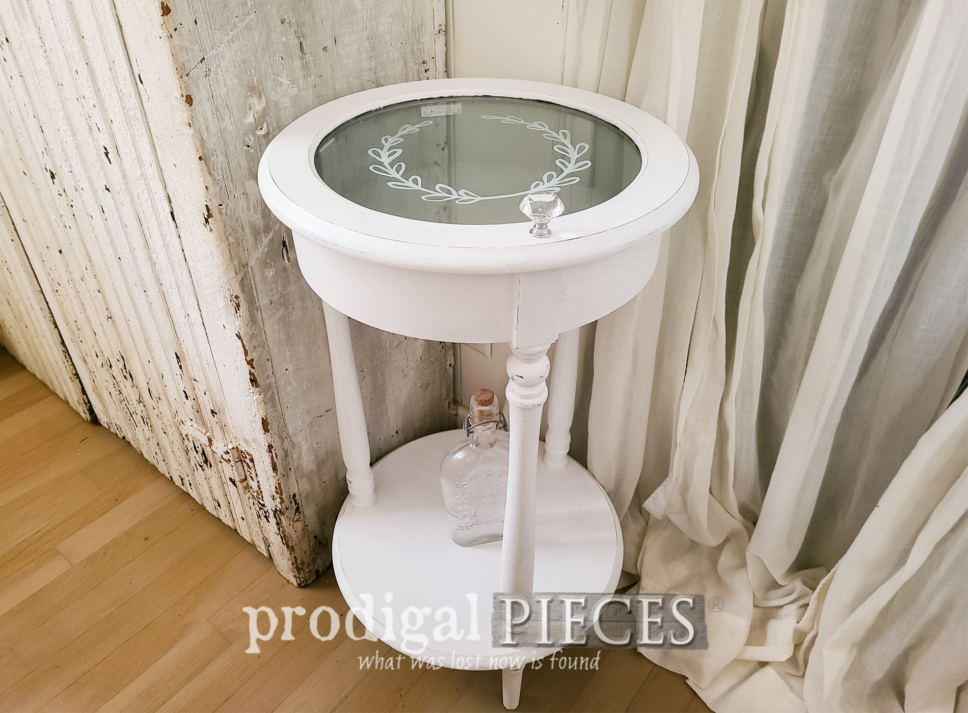 Featured Tiered Side Table with Glass Cabinet Top by Larissa of Prodigal Pieces | prodigalpieces.com #prodigalpieces #furniture #home #shabbychic #homedecor