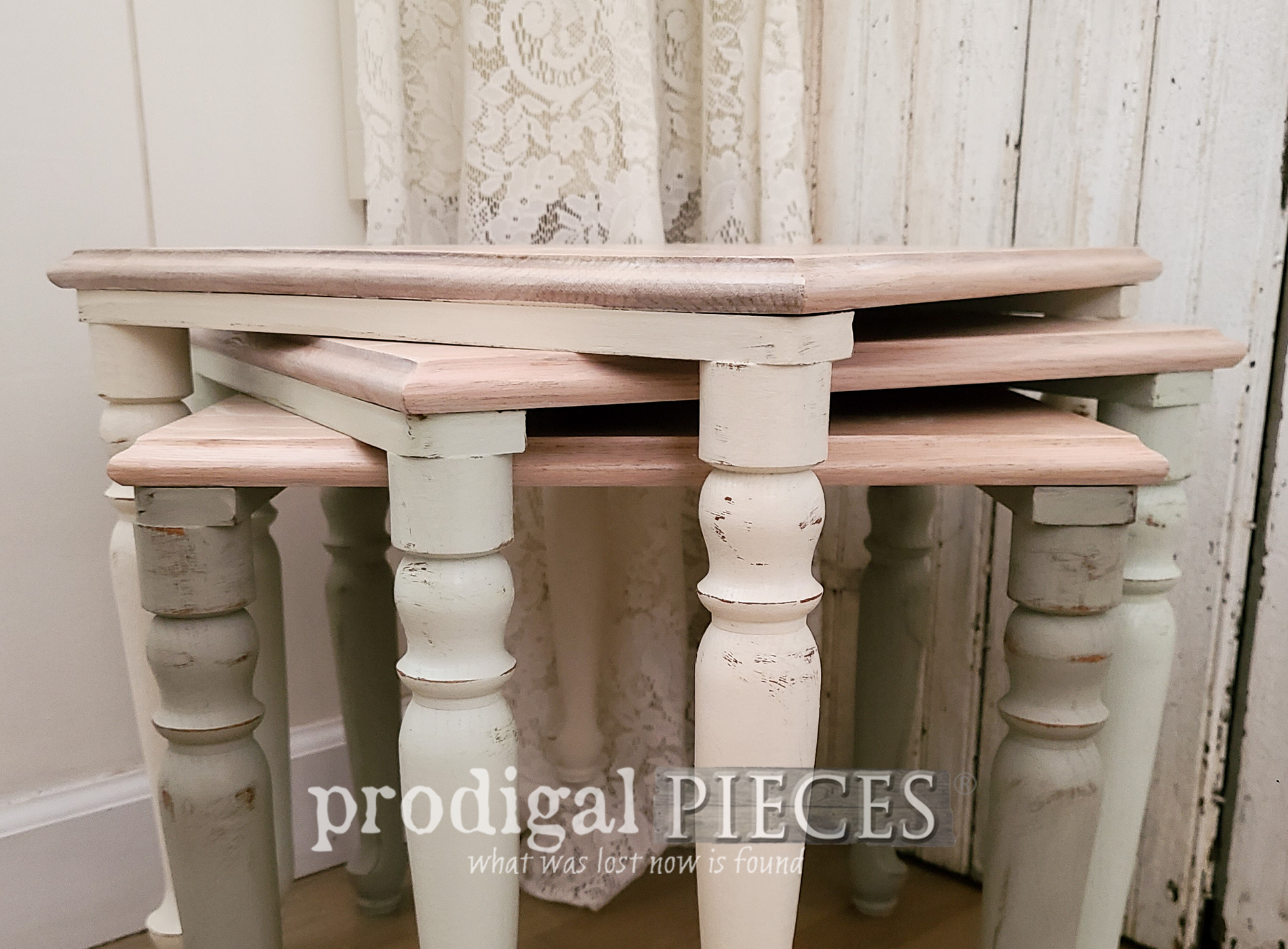Featured Vintage Stacking Tables with Floral Design by Larissa of Prodigal Pieces | prodigalpieces.com #prodigalpieces #furniture #diy #home #homedecor