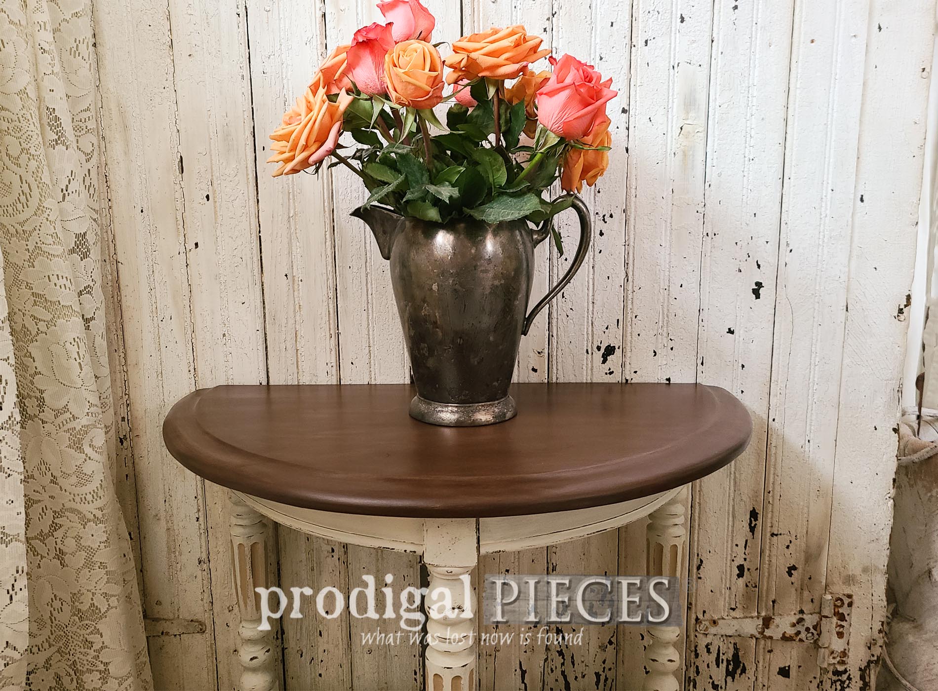 Featured Antique Half Round Table Makeover by Larissa of Prodigal Pieces | prodigalpieces.com #prodigalpieces #furniture #home #homedecor