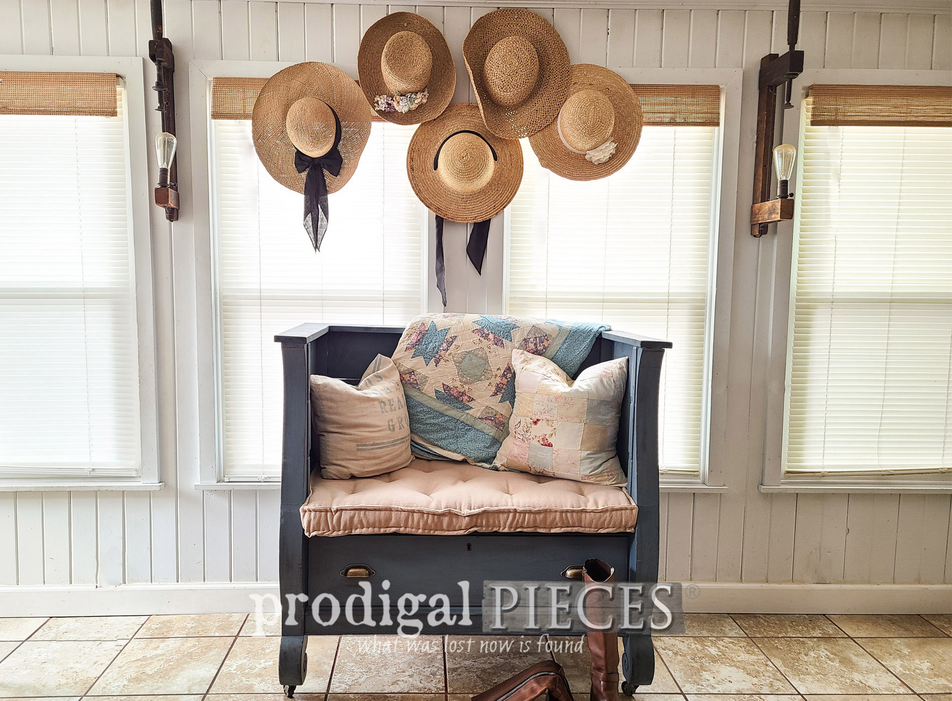 Featured Antique Empire Chest Upcycled into Upholstered Bench with French Mattress by Larissa of Prodigal Pieces | prodigalpieces.com #prodigalpieces #furniture #upcycle #farmhouse #diy #home #homedecor