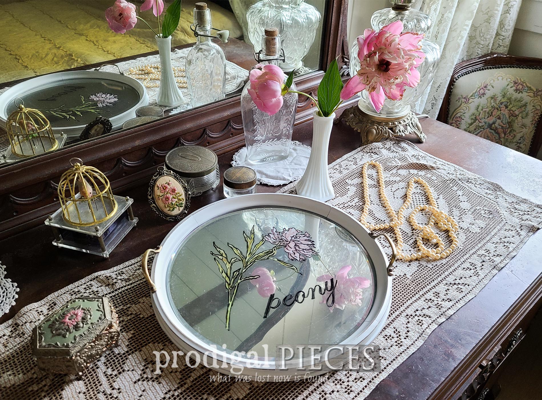 Featured Round Glass Serving Tray Makeover by Larissa of Prodigal Pieces | prodigalpieces.com #prodigalpieces #diy #home #homedecor #vintage