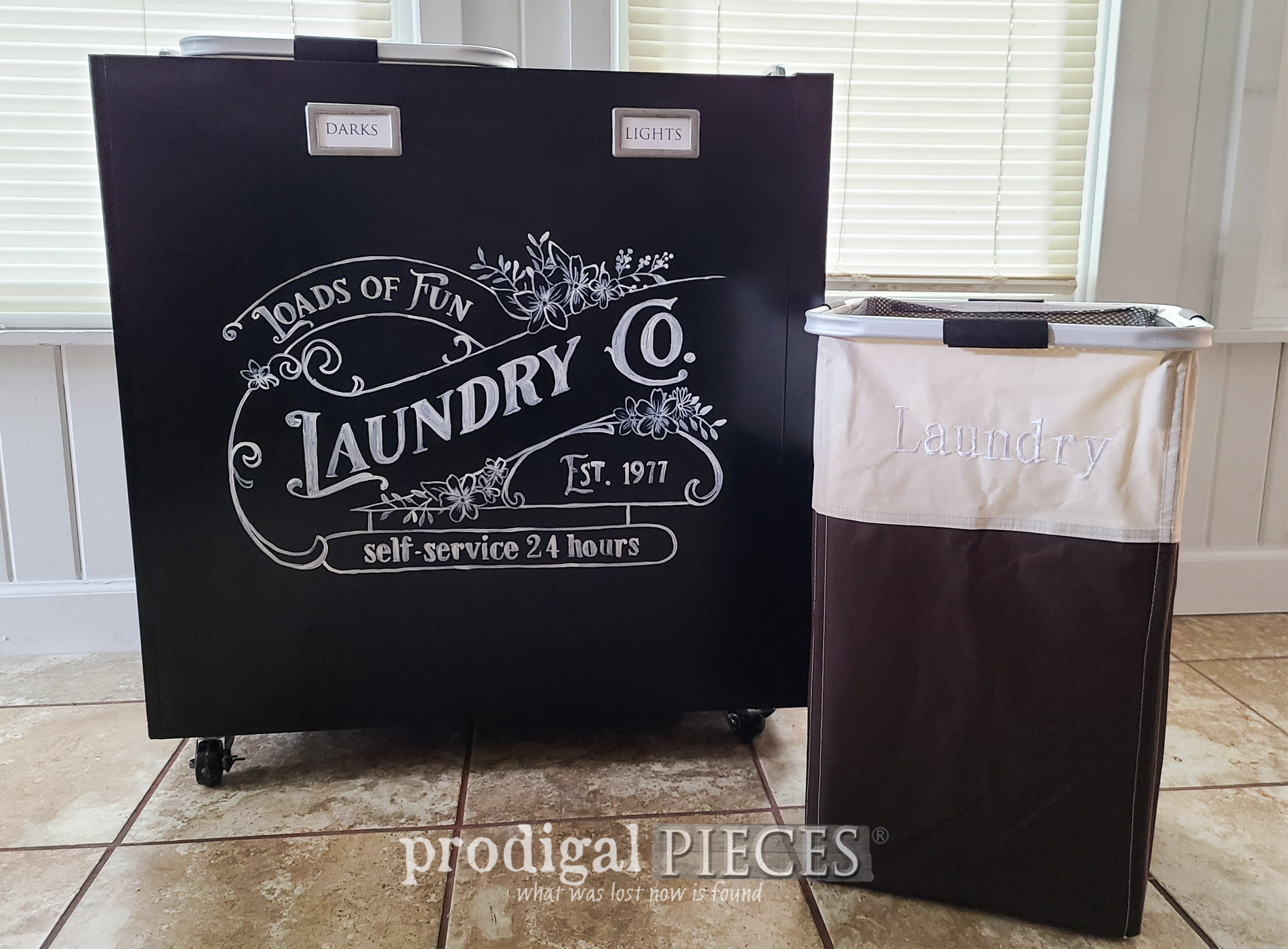 Featured Upcycled Filing Cabinet into Portable Laundry Bin | prodigalpieces.com #prodigalpieces #diy #upcycled #laundry #home
