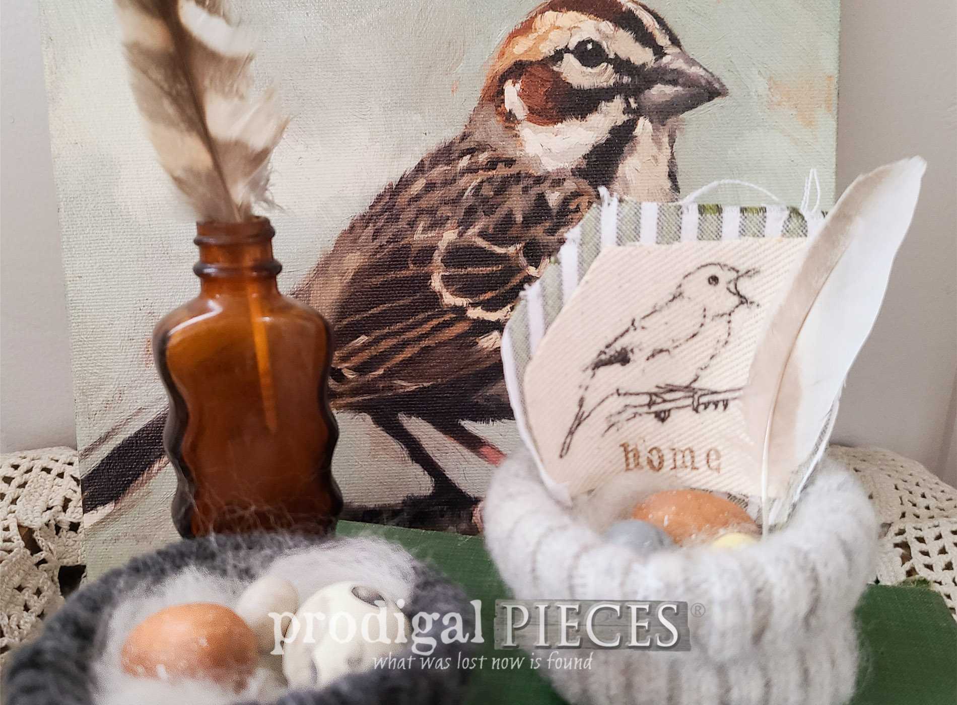 Featured Upcycled Bird Nest from Felted Wool Sweaters | DIY Spring Decor by Larissa of Prodigal Pieces | prodigalpieces.com #prodigalpieces #spring #refashion #crafts