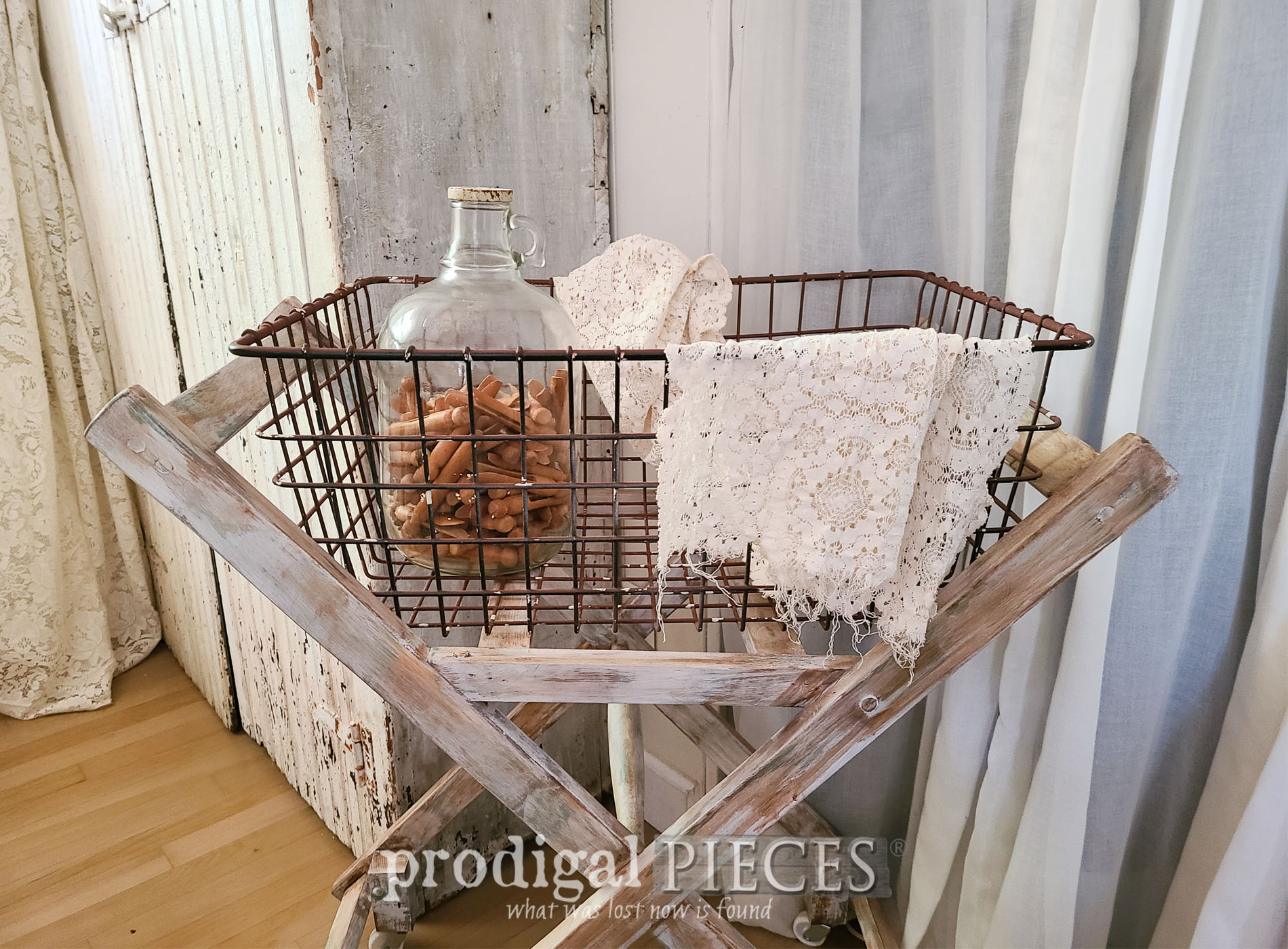 Featured DIY Antique Laundry Cart by Larissa of Prodigal Pieces | prodigalpieces.com #prodigalpieces #farmhouse #diy #antique