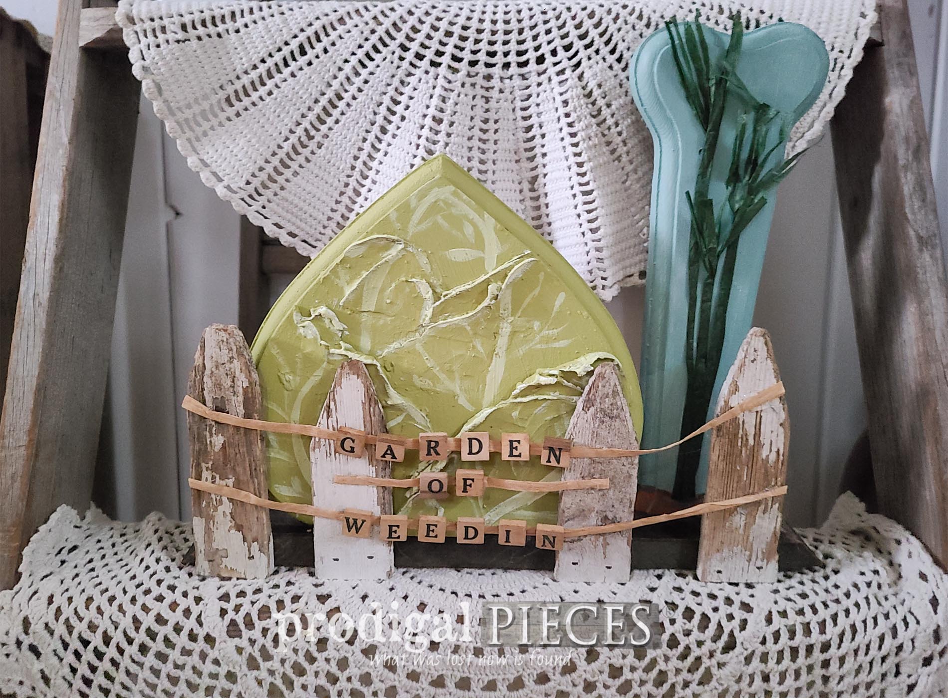 Featured Vintage Wall Art Repurposed into Garden Whimsy Art by Larissa of Prodigal Pieces | prodigalpieces.com #prodigalpieces